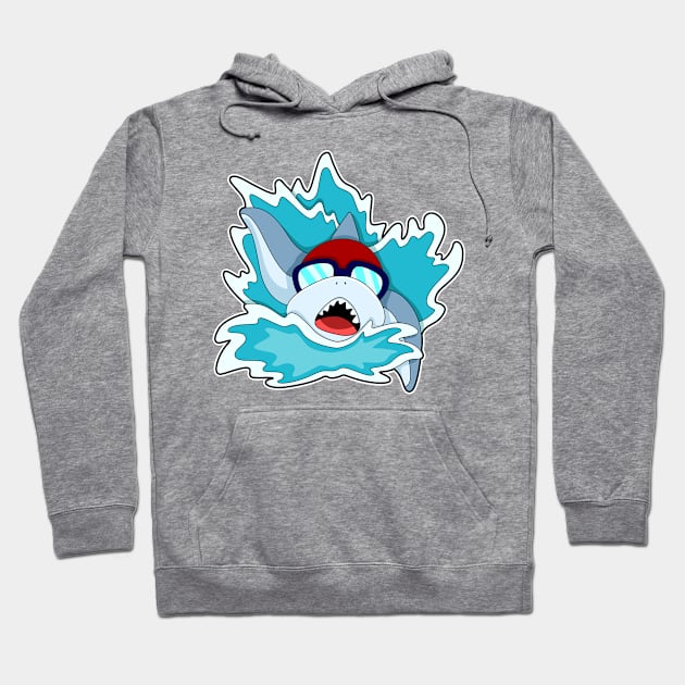 Shark at Swimming with Swimming goggles Hoodie by Markus Schnabel